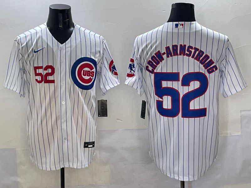 Men Chicago Cubs #52 Crow-Armstrong White Stripe Game 2025 Nike MLB Jersey style 3